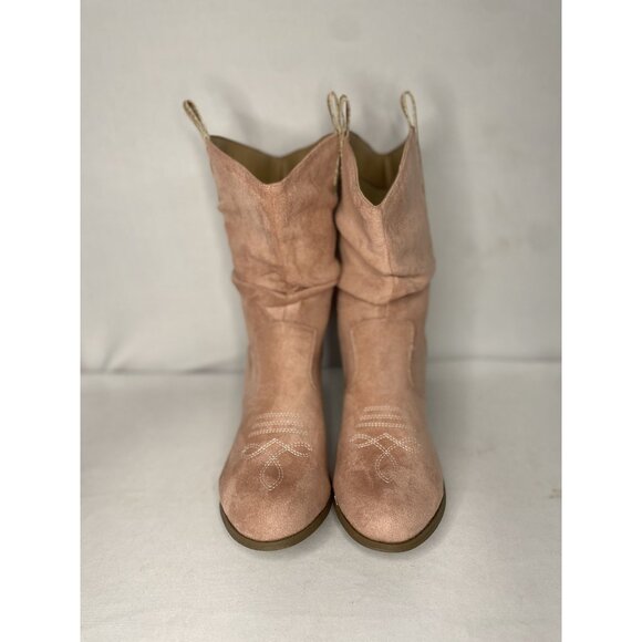 Blush Pink Suede Western Boots For Women - Picture 1 of 5